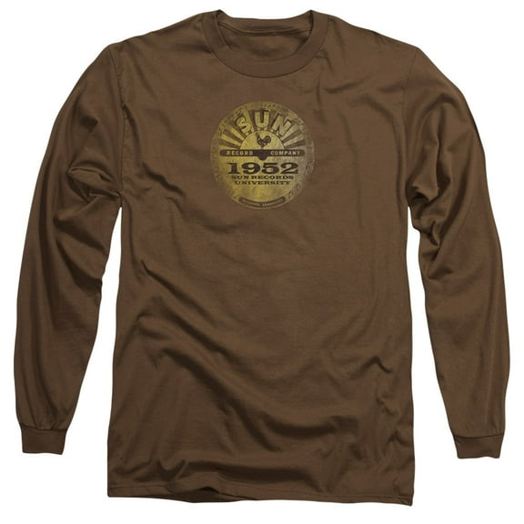 Sun Sun University Distressed Long Sleeve Adult 18/1 T-Shirt Coffee