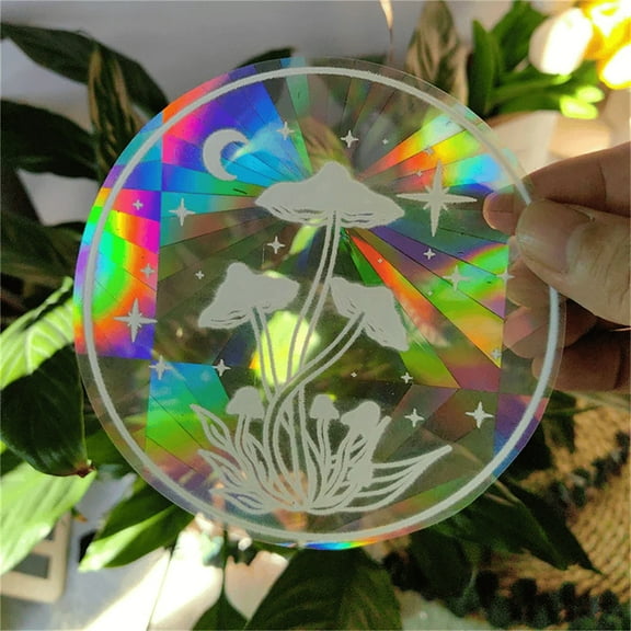 Sun Suncatcher Window Film under $5! Yrmaups Sun Catcher Window Film, Rainbow Prism Sticker for Glass Door Window, Decorative PVC Window Cling, Light Reflecting Window Decal