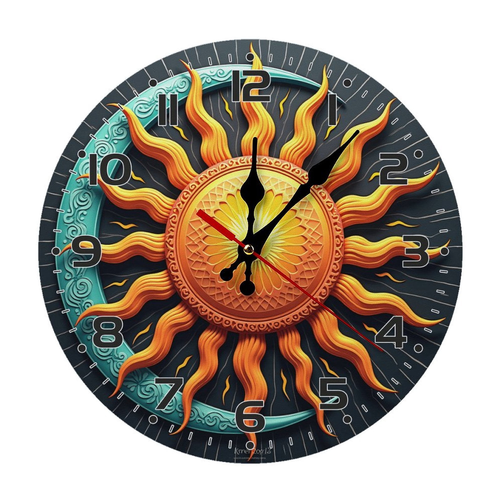 Sun Sunflower Sunbeam Wall Clock 10 Inch Silent Non Ticking Round ...