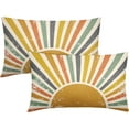 thumbnail image 1 of Sun Sunrise Lumbar Pillow Covers 12X20 Inch Set of 2 Mustard Yellow Sunshine Sunset Boho Decorative Pillow Cases Colorful Rainbow Bohemian Cushion Case Retro Home Decor For Sofa Couch Porch Outdoor, 1 of 6
