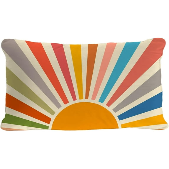 Sun Sunrise Sunshine Colorful Abstract Home Bedroom Decorations Soft Throw Pillow Cover, Sunset Boho Pillow Case Pillowcase, 12x20 Inch