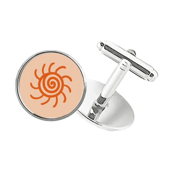 Sun Sunshine Hand Painting Orange Round Button Cuff Clip Stud Cufflinks