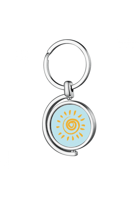 Sun Sunshine Yellow Hand Painting Rotating Keychain Metal Keyring Holder