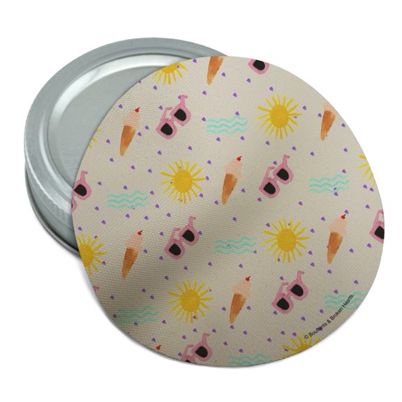 Sun Surf Ocean Beach Ice Cream Pattern Round Rubber Non-Slip Jar Gripper Lid Opener