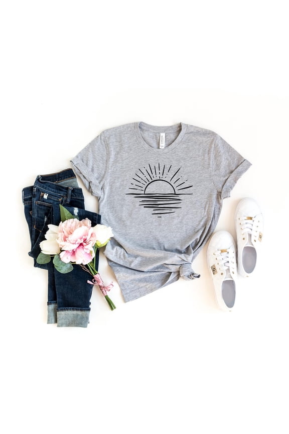 Sun T-Shirt For Women With Sunshine Graphic, Positive Summer Vibes Tee, Beach Shirt Gift Idea For Her, Trendy Casual Shirt, Women Shirts, Full Size S-5XL