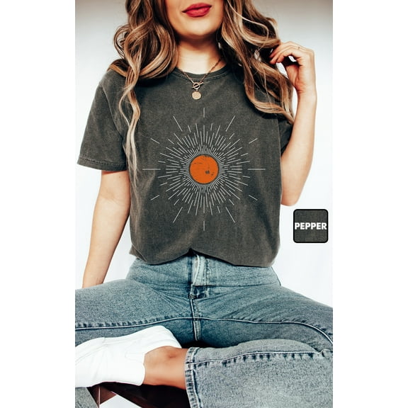 Sun T-shirt, Sunburst Shirt, Vintage Summer Vibes Tee, Boho Spring Outfit, Inspirational Clothing, Minimalist Women Tee Gift