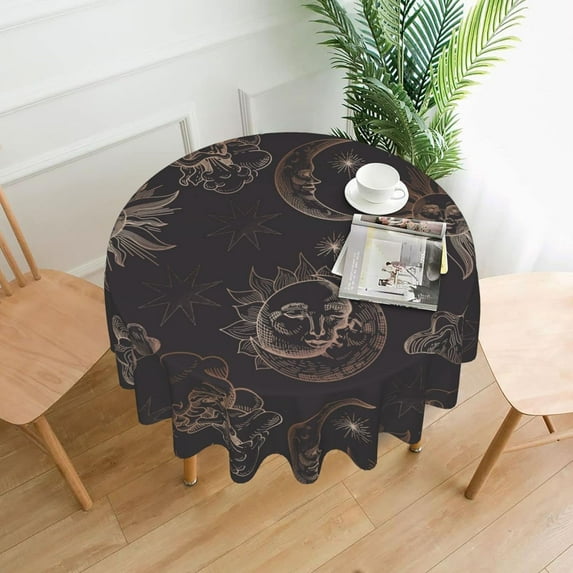 Sun Table Cloth Round Table Cover Wrinkle Resistant Waterproof Tablecloth 60 Inch Washable for Kitchen Party Picnic Fall Decorations for Home1