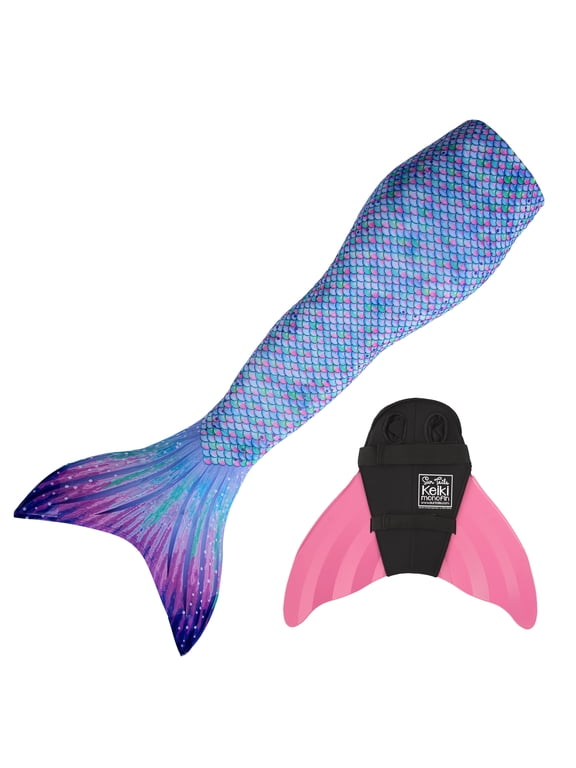 Sun Tail Mermaid Borealis Mermaid Tail & Pink Monofin Swimsuit (Women's), Size Medium 6/7