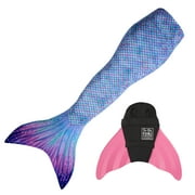 Sun Tail Mermaid Borealis Mermaid Tail & Pink Monofin Swimsuit Womens, Size Medium 6/7