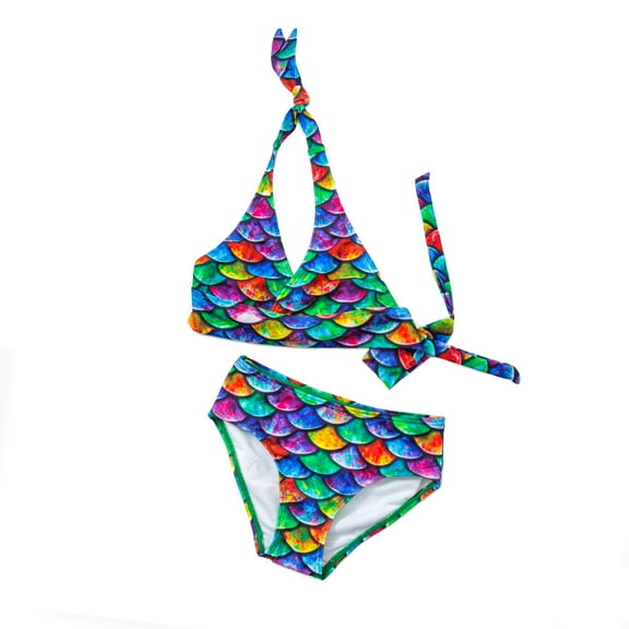 Sun Tail Mermaid Hawaiian Rainbow Bikini, Size Child M (6/7)