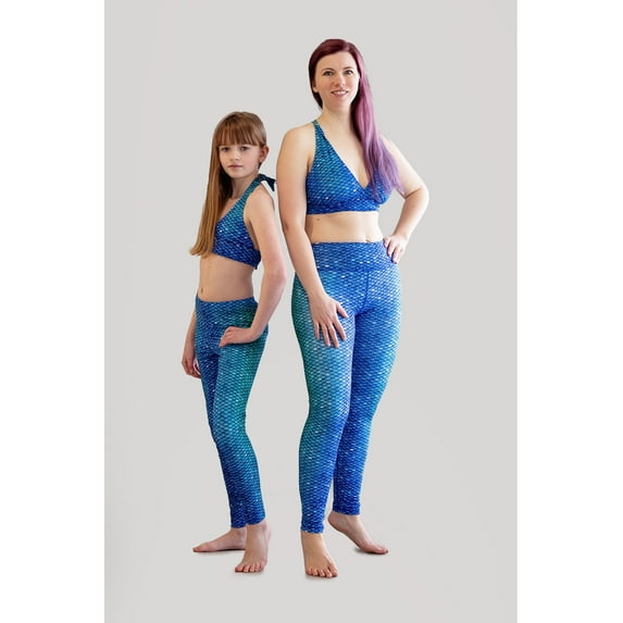 Sun Tail Mermaid Premium Swimmable Leggings, Blue Lagoon, Teen/Adult JL (Misses 12-14)