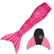 Sun Tail Mermaid Swim Set; Bahama Pink Mermaid Tail + Pink Monofin for Swimming; size - Child Extra Large
