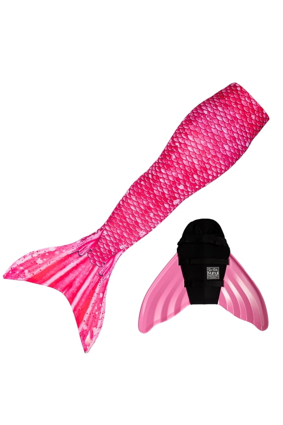 Sun Tail Mermaid Swim Set; Bahama Pink Mermaid Tail + Pink Monofin for Swimming; size - Teen/Adult Large (JL)