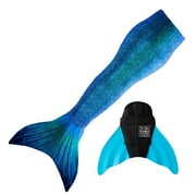 Sun Tail Mermaid Swim Set; Blue Lagoon Mermaid Tail + Turquoise Monofin for Swimming; size - Child Large