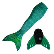 Sun Tail Mermaid Swim Set, Siren Green Mermaid Tail and Green Monofin for Swimming, Size - Teen and Adult Medium JM