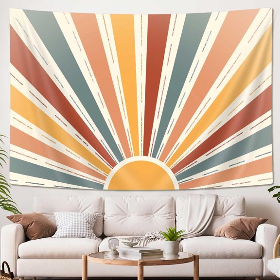 Sun Tapestry, Vintage Sun Tapestry Wall Hanging Boho Sun Sunrise Tapestry, Soft Abstract Art Wall Tapestry For Dorm Bedroom Living Room Home Decor 60X40 Inch