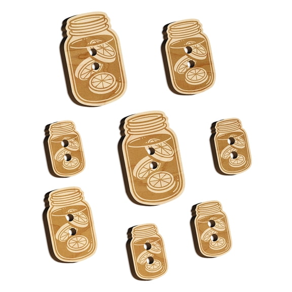 Sun Tea in a Mason Jar Wood Buttons for Crochet Knitting Sewing DIY Craft - 1.25 Inch Large (5pcs)