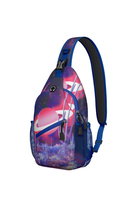 Sun Themed Crossbody Bag - Stylish Chest Backpack for Commuting - Durable & Comfortable with Galaxy Print