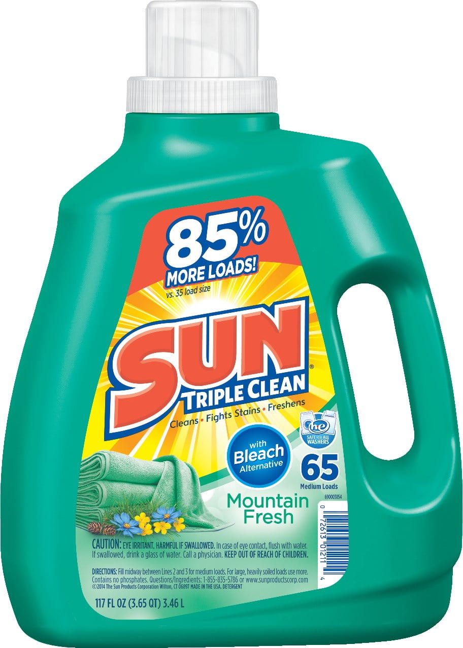 Sun Triple Clean Laundry Detergent, Mountain Fresh, 65 Loads
