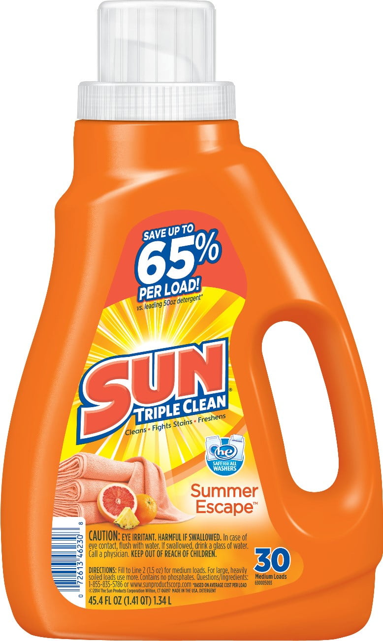 Sun Triple Clean Laundry Detergent, Summer Escape, 30 Loads