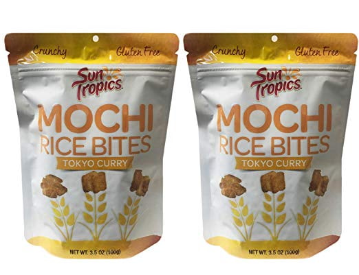 Sun Tropics Crunchy Gluten Free Japanese Mochi Rice Bites Pack 3.5oz, 2 Pack (Tokyo Curry)