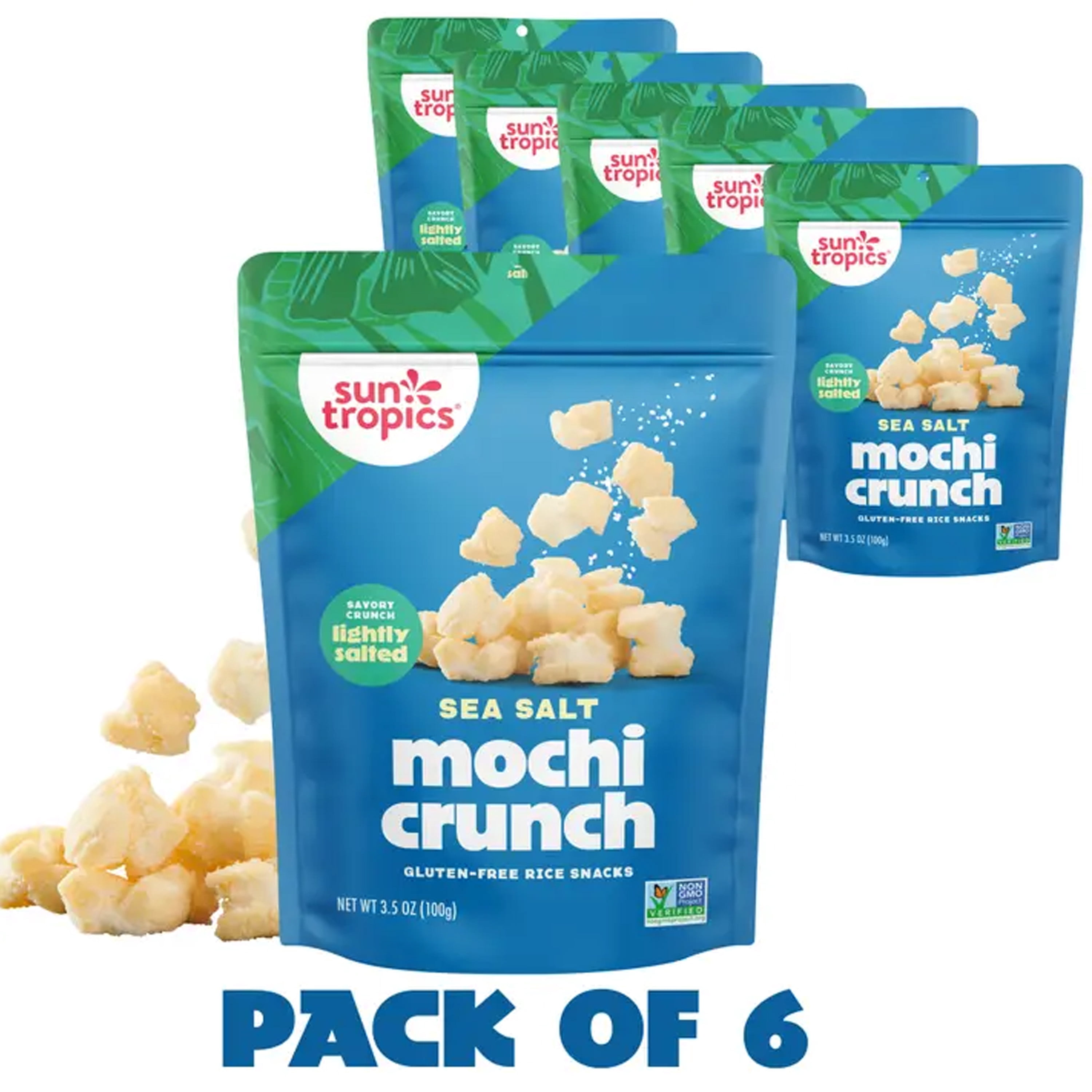 Sun Tropics Gluten-Free MOCHI Snack Bites, Sea Salt, 6-Pack (3.5oz
