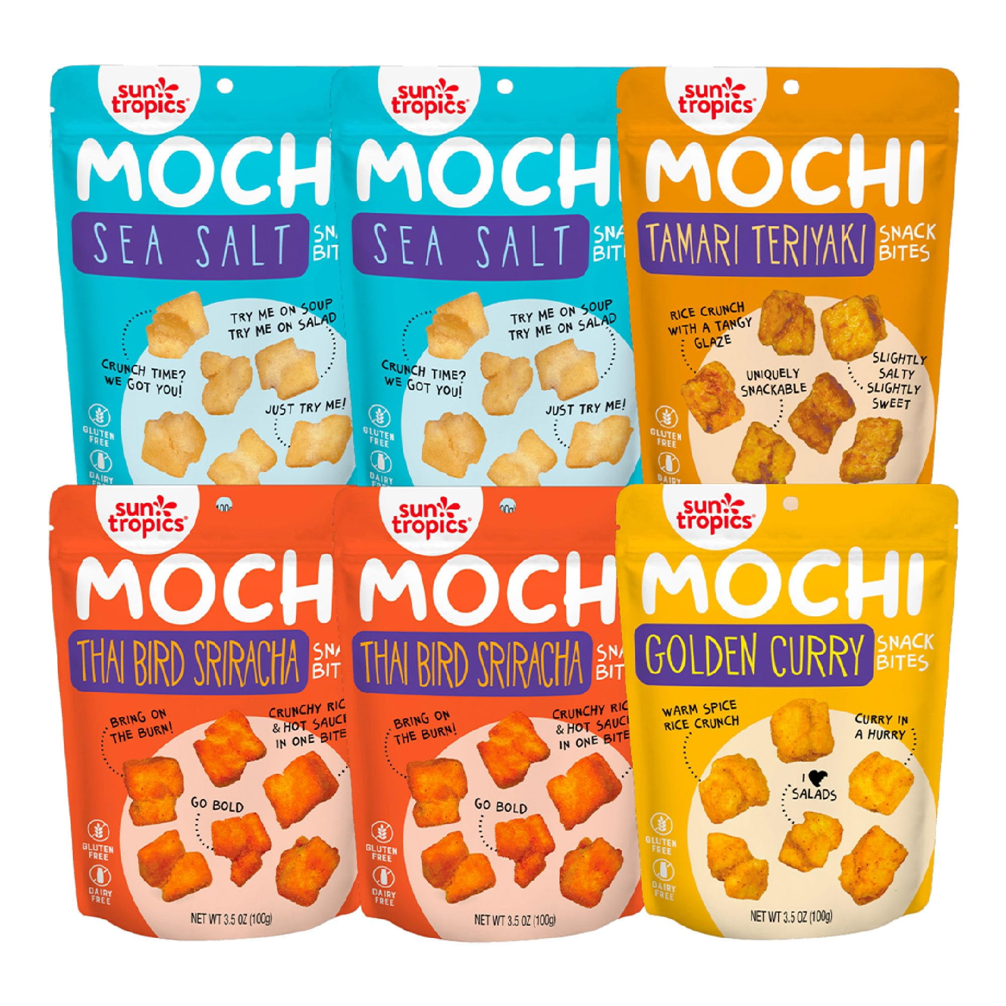 Sun Tropics Mochi Snack DHF10 Bites, Variety Pack 3.5 oz (6 Pack
