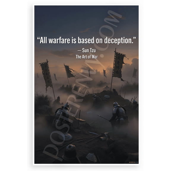Sun Tzu "All Warfare Is Based on Deception" The Art of War Inspirational 12x18 US Made Poster