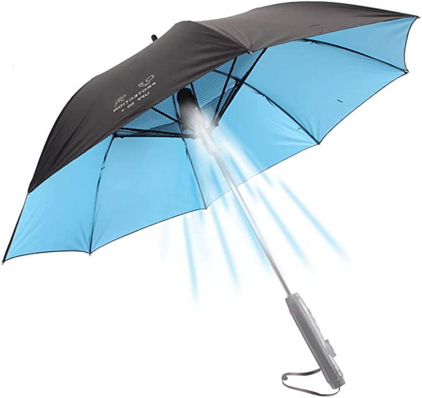 Sun Umbrella Built in Fan and Mister System, UPF 50+ Stick Umbrellas