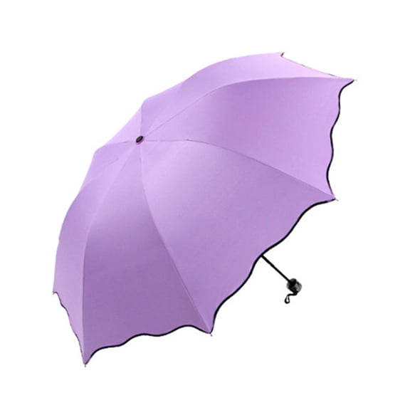 Sun Umbrella with Flowering in Water Pattern Windproof Sun Protections Parasol