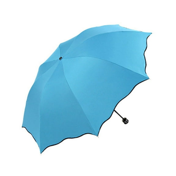 Sun Umbrella with Flowering in Water Pattern Windproof Sun Protections Parasol