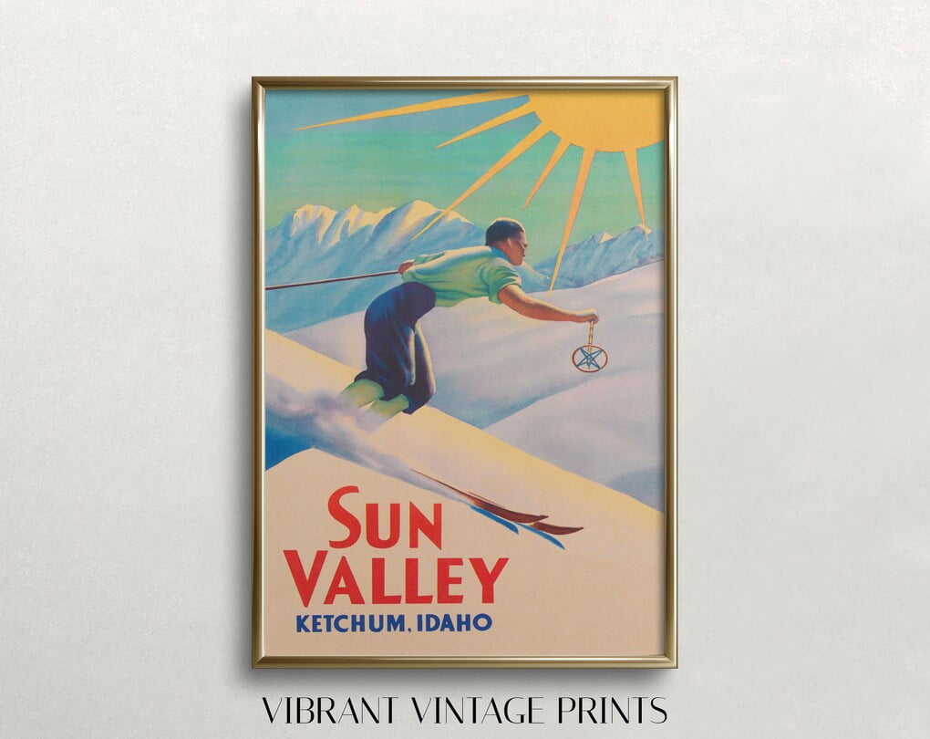 Sun Valley Idaho Art, Ski Print, Vintage Ski Poster, Sun Valley Wall ...