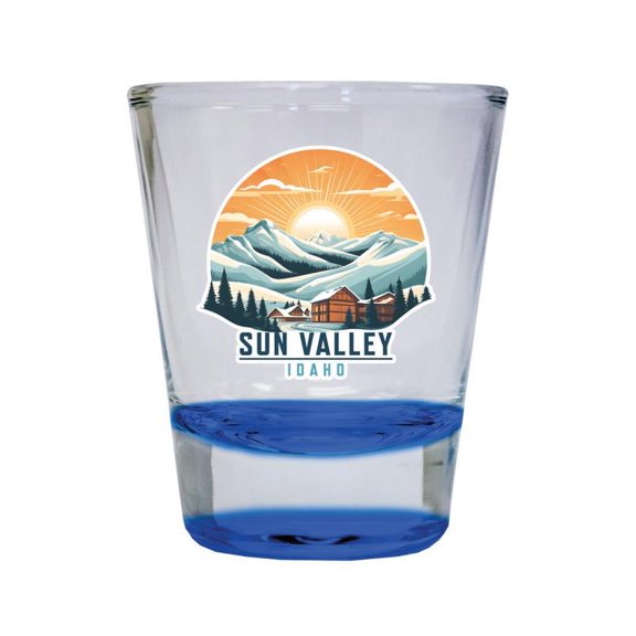 Sun Valley Idaho Design A Souvenir 2 oz Round Shot Glass Blue