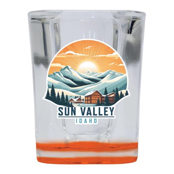 Sun Valley Idaho Design A Souvenir 2 oz Square Shot Glass Orange