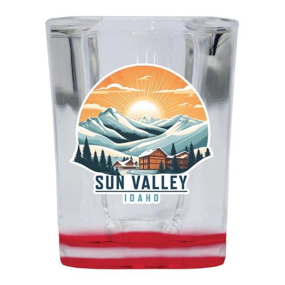 Sun Valley Idaho Design A Souvenir 2 oz Square Shot Glass Red