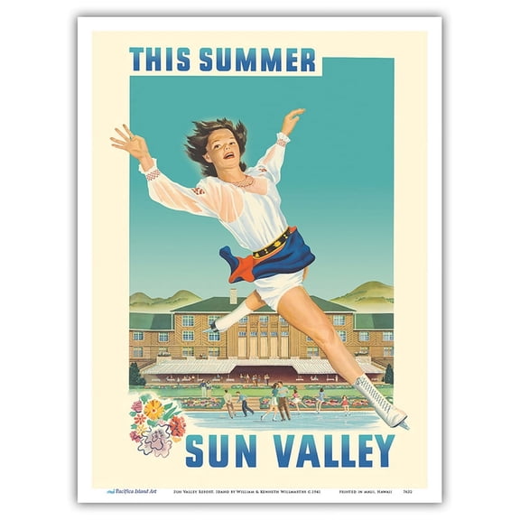 Sun Valley Resort Idaho - Summer Ice Skating - Vintage Travel Poster by William & Kenneth Willmarths c.1941 - Master Art Print (Unframed) 9in x 12in