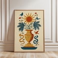 thumbnail image 1 of Sun Vase Stylized Symmetrical Illustration Floral Home Decor Art Print, Unframed Paper Poster 24x36in, 1 of 4