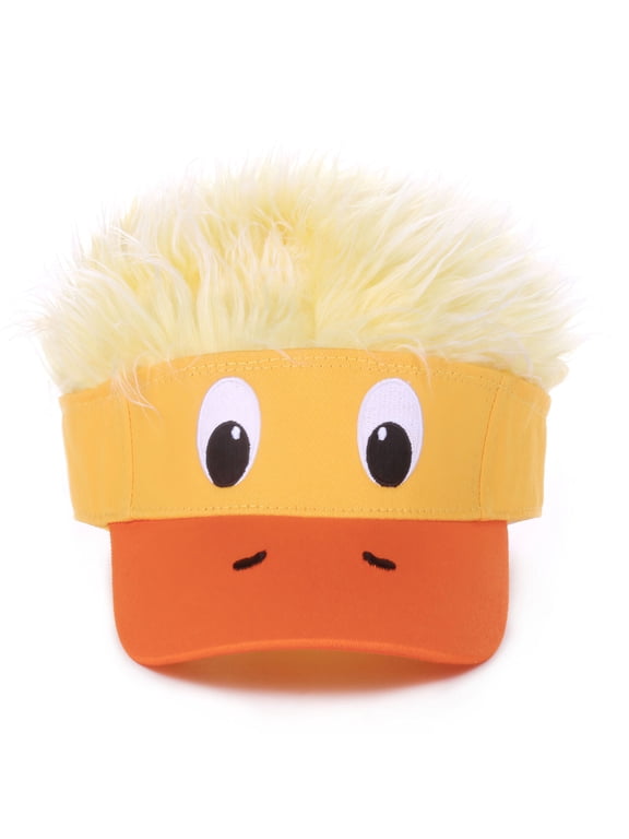 Sun Visor Cap with Fake Hair Baseball Cap for Women Men Hip Hop Cartoon Adjustable Wig Hair Hat