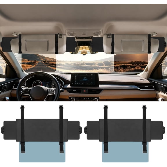 Sun Visor Extender for Car (Polarized, UV400, PC Lens, 2 Side Sunshade), Car Visor Extender Sun Blocker, Visor Extender Attachment, Anti-Glare Sun Visor Accessory for Safe Driving (2 Pack)
