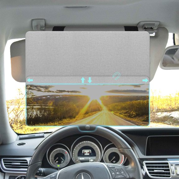 Sun Visor Extender for Car, Sun Blocker with PC Sunshade Lens, Magnetic Mounting Adjustable Position, Protect from Glare, UV Rays, Snow Blindness for Safe Driving, Universal for Car, SUV (Black)