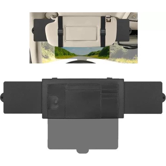 Sun Visor Extender for Car,Upgraded Adjustable Sun Visor with Lens and Dual Side Sunshade, with Storage Function, Anti-Glare/UV, Suitable for Sedans and SUVs