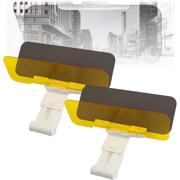 Sun Visor Extender for Cars- Anti-Glare UV Protection Clip-On Shield, Shatterproof Optical Acrylic/Heat Reducer/Free Sun Visor for Car Windshield,Double-Clip,Anti Glare Stray Light(2pc - L )