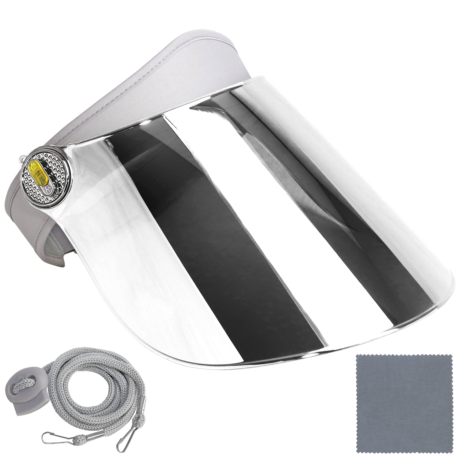 Sun Visor Hat Cap UV Protection - Premium Adjustable Solar Headband Face  Shield Mirrored (Black Headband) 