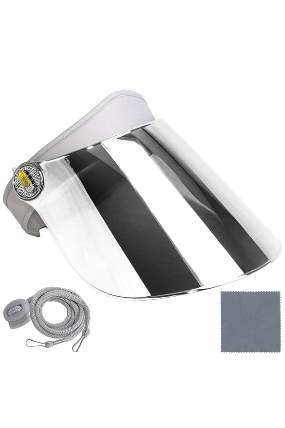 Sun Visor Hat Cap UV Protection - Premium Adjustable Solar Headband Face Shield Mirrored (Gray Headband)