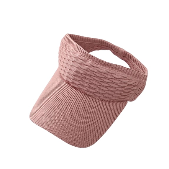 Sun Visor Hat For Women Wave Knit Open-Top Beach Cap Breathable Mesh Sports Visor With Wide Brim UV Protection Cap For Outdoor Activities Pink
