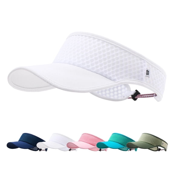 Sun Visor Hat Men Women - Wide Brim Quick Dry Adjustable Cap, Lightweight for Golf Tennis Pickleball Beach White One Size
