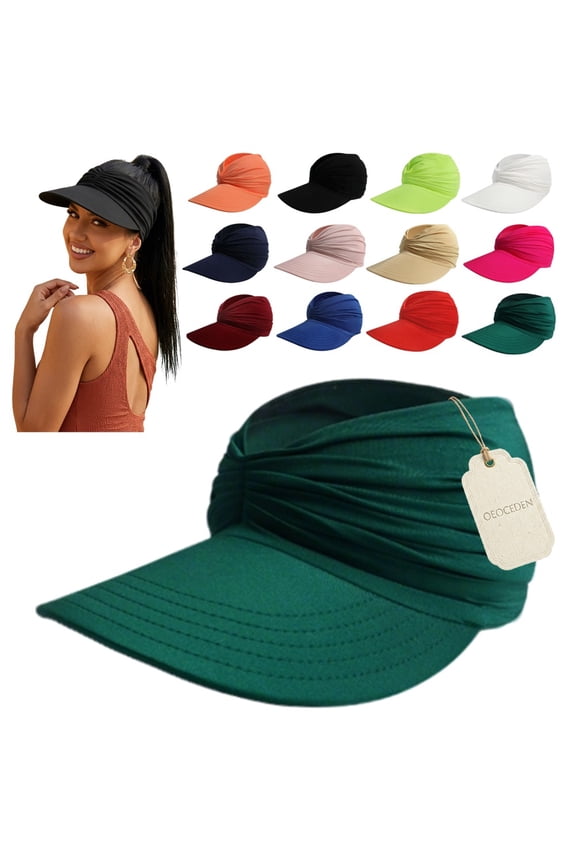 Sun Visor Hat Women Hats Pool Protection Wide Brim Visors Cute Sombreros Beach Ponytail Golf Summer large