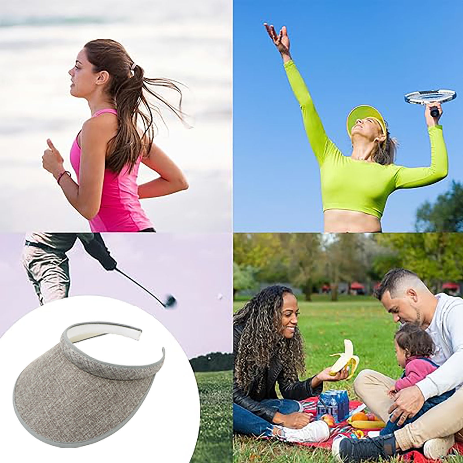 UV Sun Visor Wide Brim Clip on Beach Golf Hat Adjustable Sun Visor Hat for Women & Men - Wide Brim Clip On Beach Hat  main image 3
