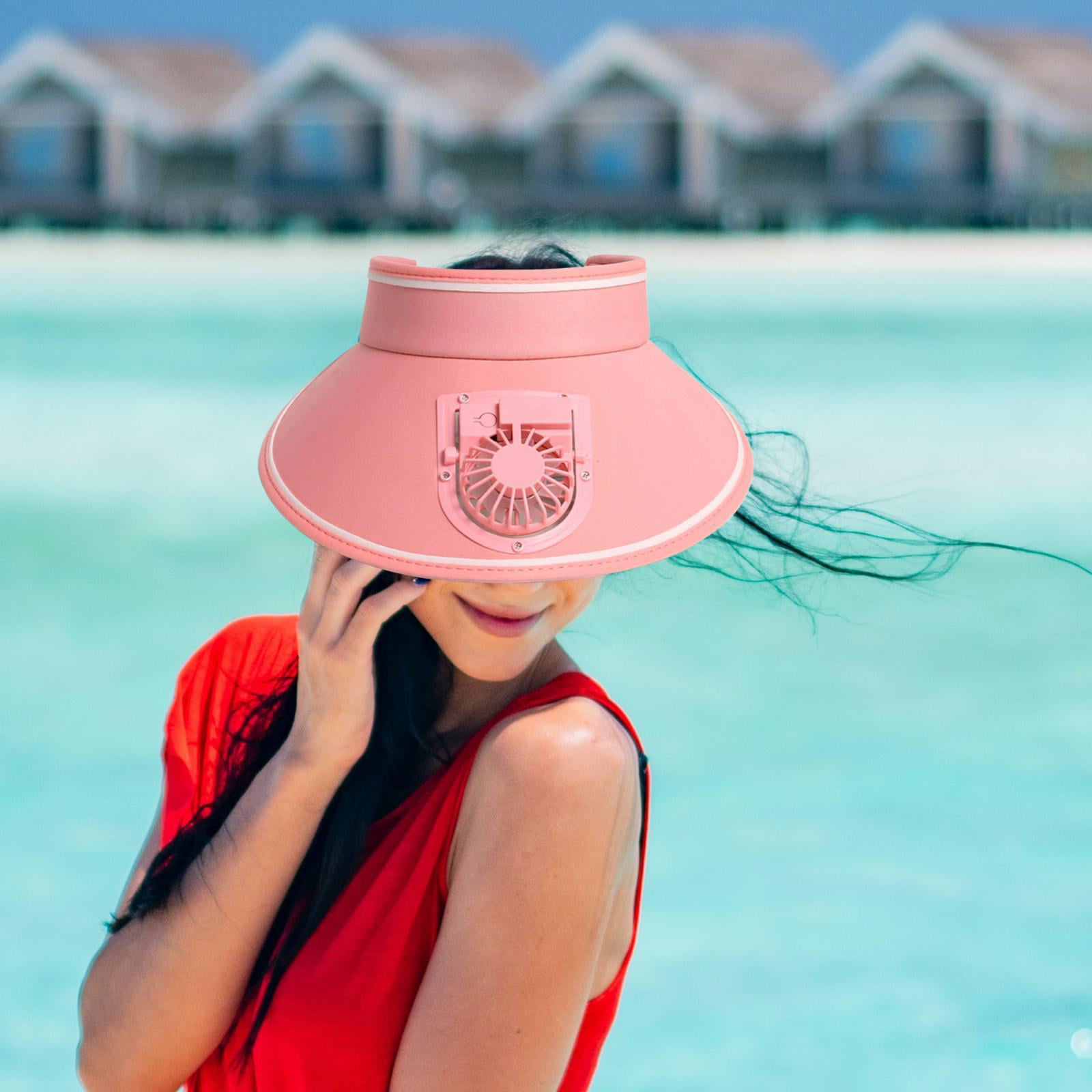 Sun Visor Hat with Fan Cooling Fan Hat Sun Protection Rechargeable Portable  Sun Visor Fan Hat Sun Hat Built in Fan for Unisex Fishing Sport Pink 
