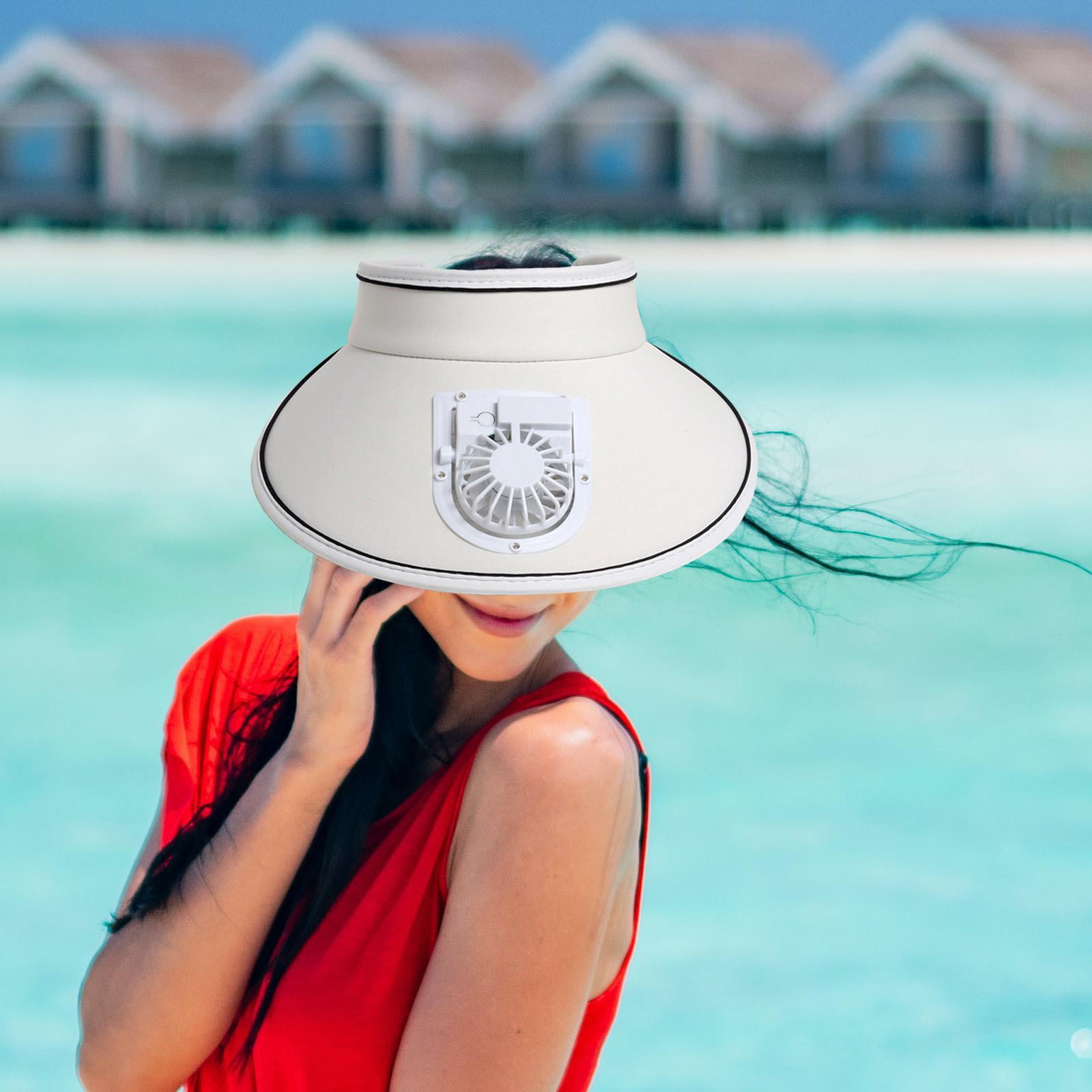 Sharplace Sun Visor Hat with Fan Cooling Fan Hat Sun Protection Rechargeable Portable Sun Visor Fan Hat Sun Hat Built in Fan for unisex Fishing Sport